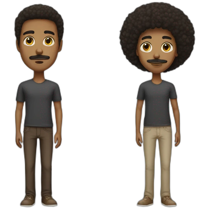brunette short afro with mustache skinny tall guy emoji