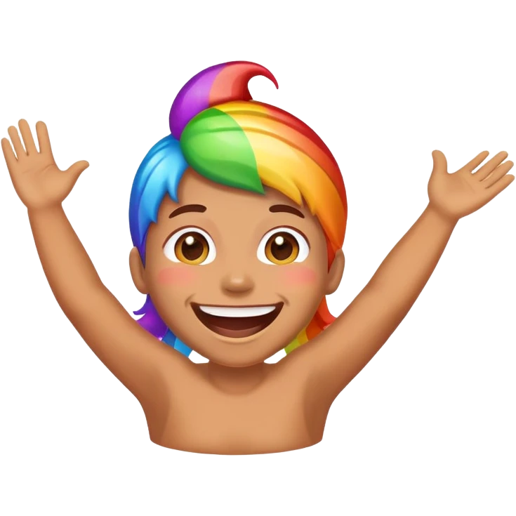 happy cheering Rainbow poop emoji