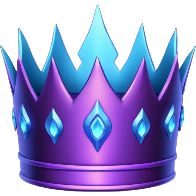 A dark glowing crown with purple neon edges and a small blue flame in the center. Mysterious, powerful, and royal. 👑🔥💜 emoji