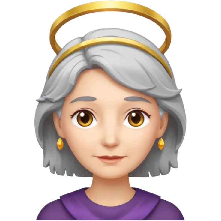 grey-haired woman with a halo emoji
