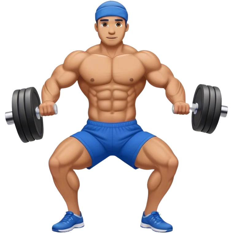 buff guy blue shorts foam-rolling lats muscle emoji