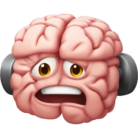 A dumbbell made out of brain emoji