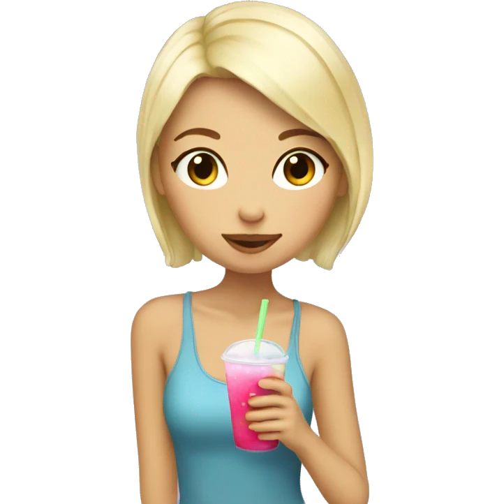 a blonde girl drinking boba  emoji