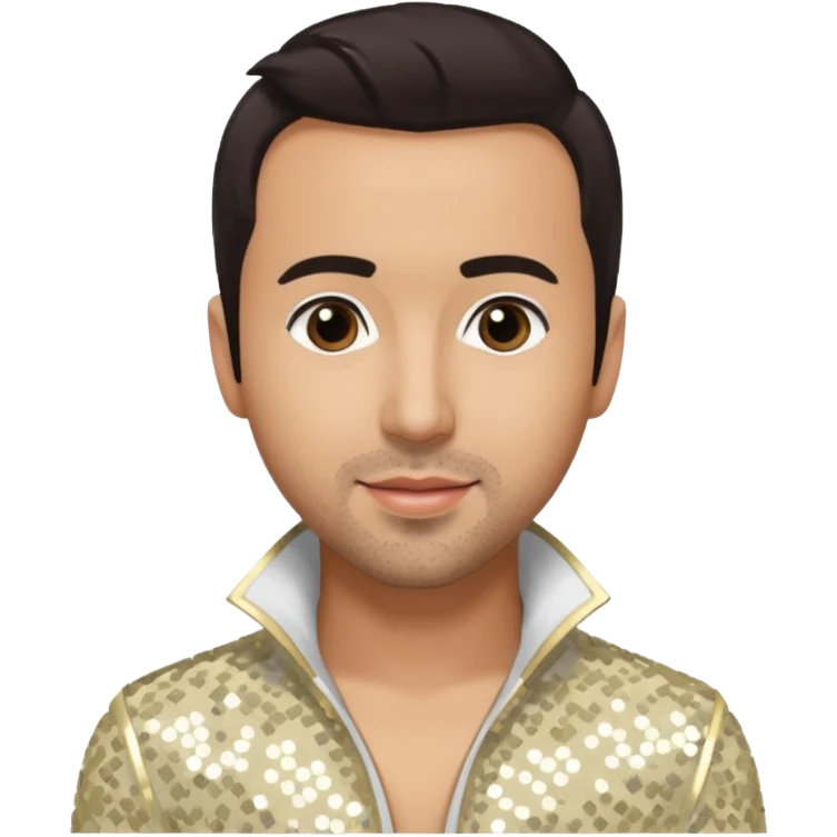 Howie Dorough from Backstreet Boys with dark brown hair, ivory sequin outfit emoji