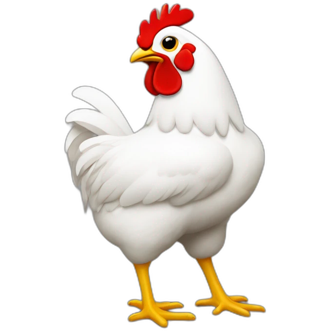 Pollo de color blanco con cresta roja y pico amarillo emoji