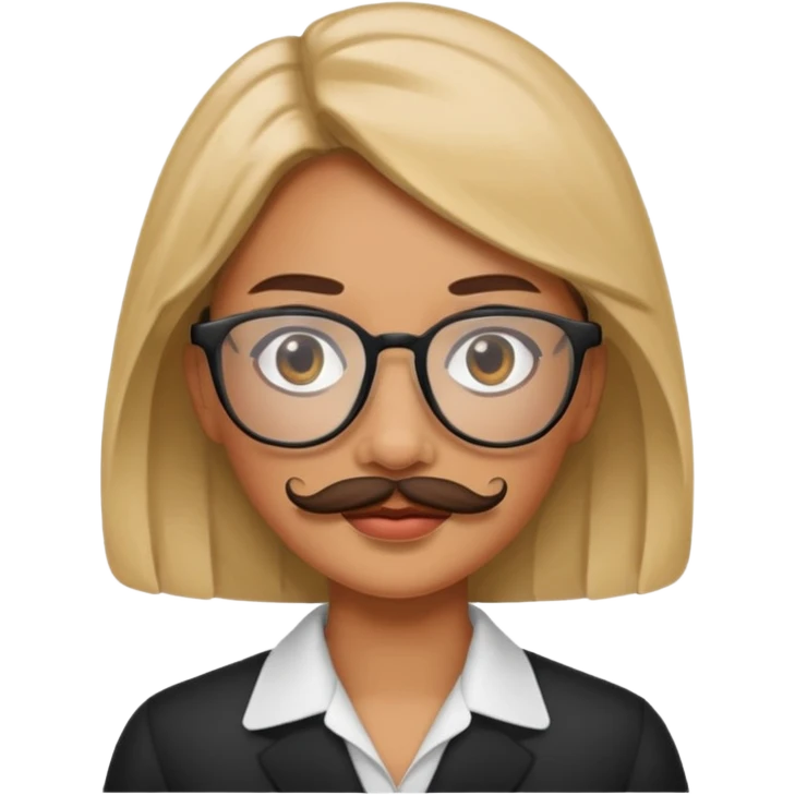 woman with glasses and mustache emoji