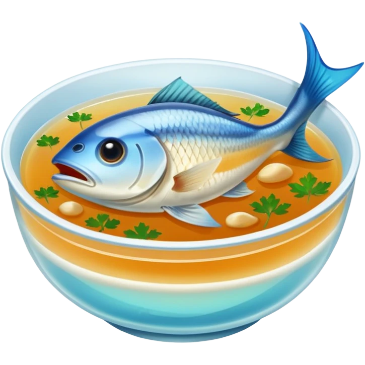 watery soup, fish head emoji