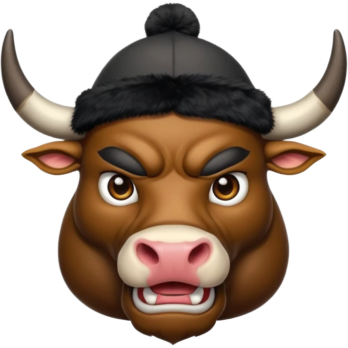 angry winter New Year's with black horns bull emoji emoji