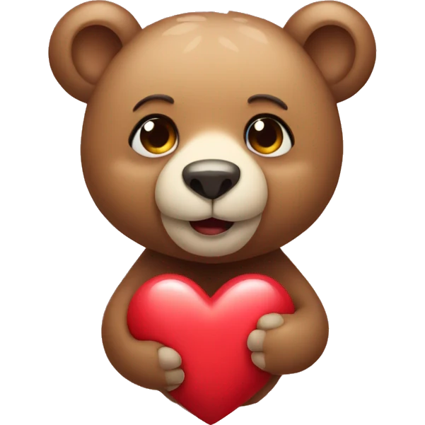 Bear cub holding a heart emoji