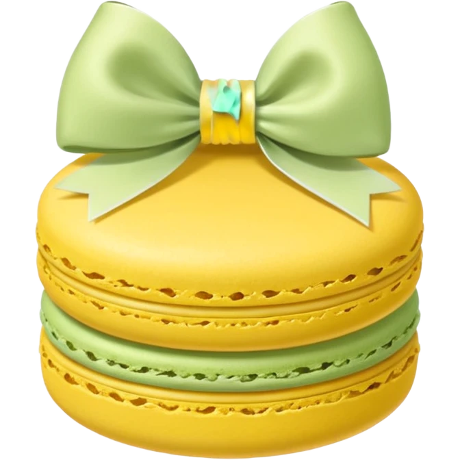 sage yellow macaron with white bow emoji