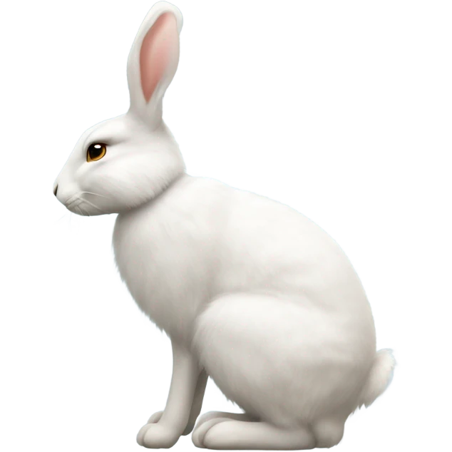 white hare round body sitting down no feet very fluffy side view full body emoji