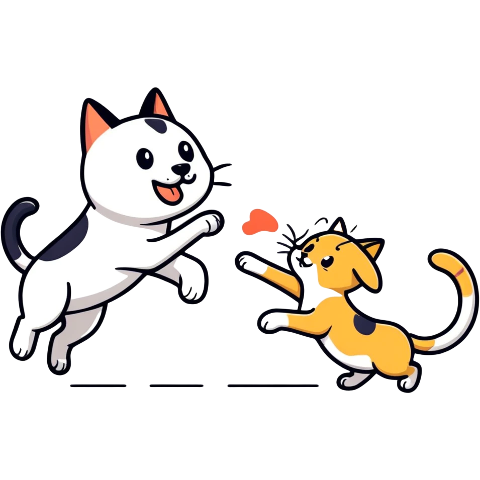 dog beating up cat emoji