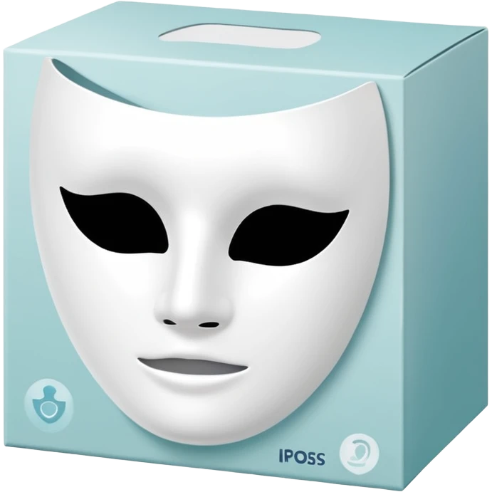 a beauty product box of white mask pack with rounded eyehole emoji
