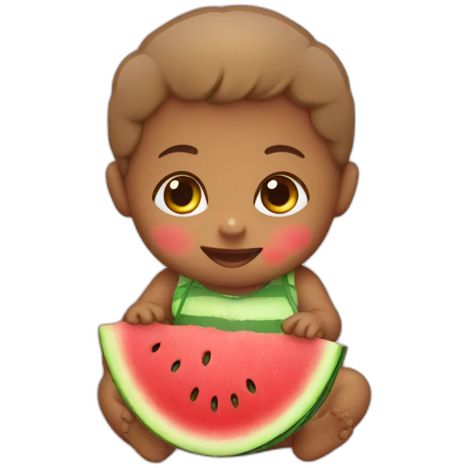 Baby eating a watermelon emoji
