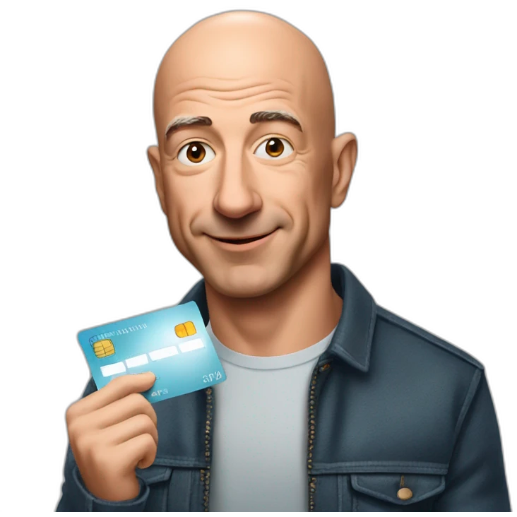 Jeff bezos kisses a credit card emoji
