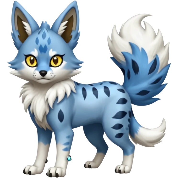 Blue serval-Lycanroc-wolf-fusion-hybrid, full body emoji