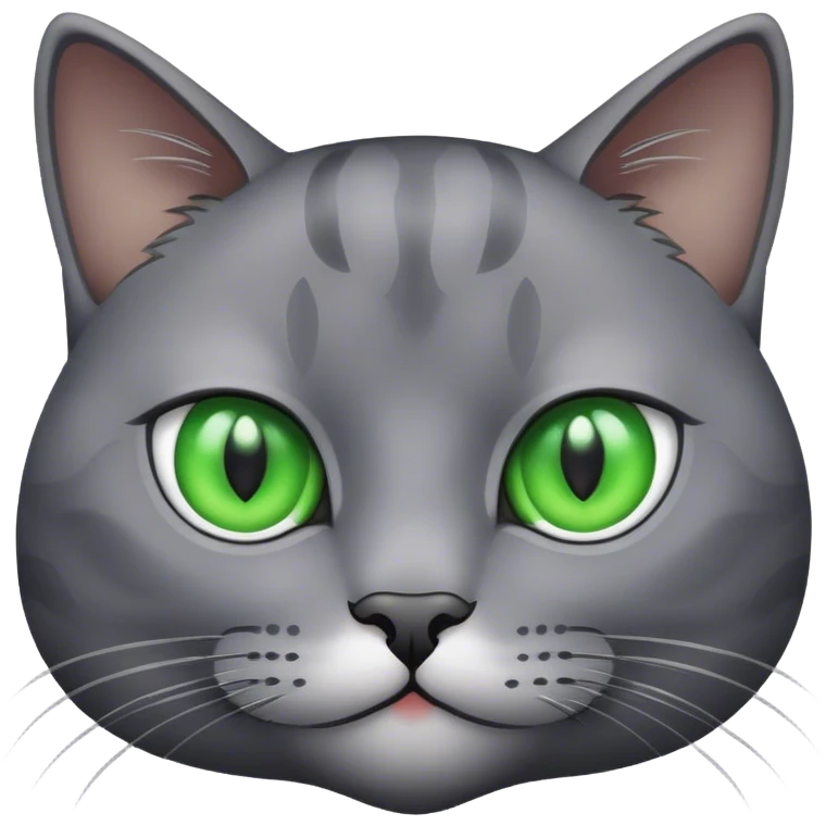 large grey cat with green eyes emoji