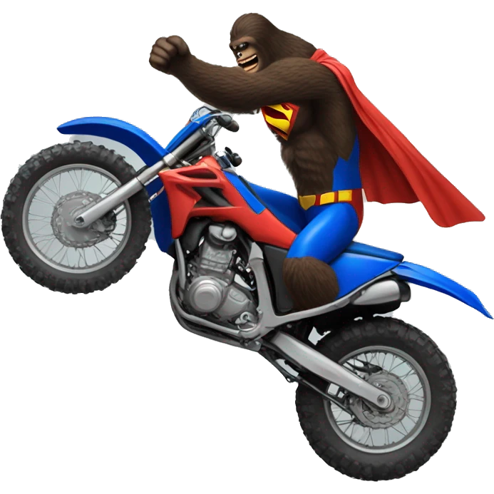Big foot doing a Superman trick on a dirtbike  emoji