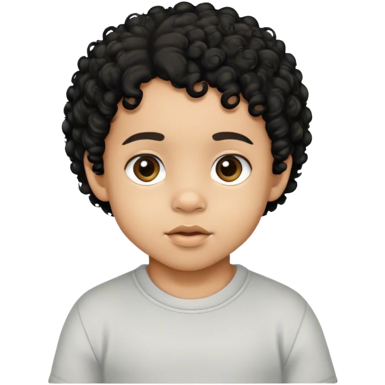A lightskin 2 year old small boy with black curly hair  emoji