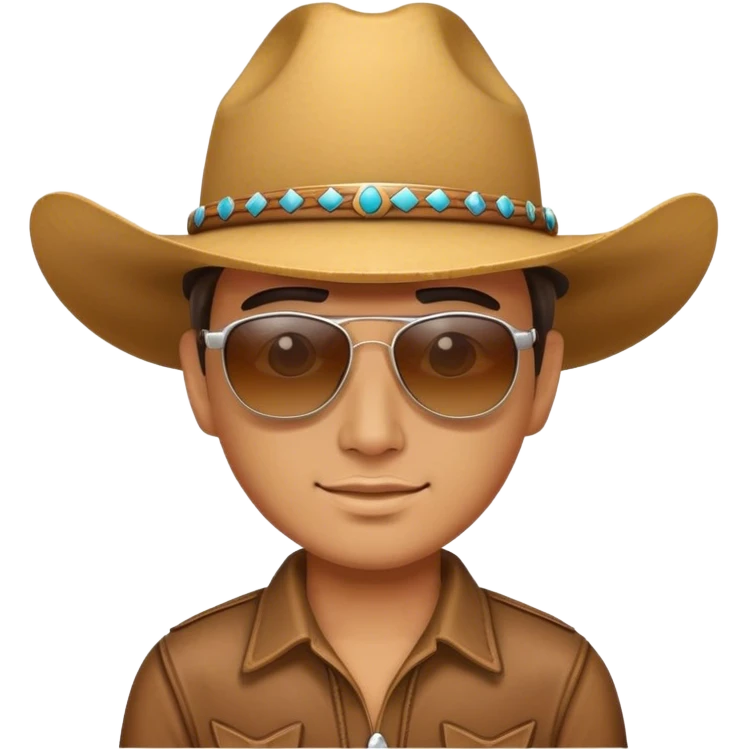 Wearing cowboy hat and sunglasses  emoji