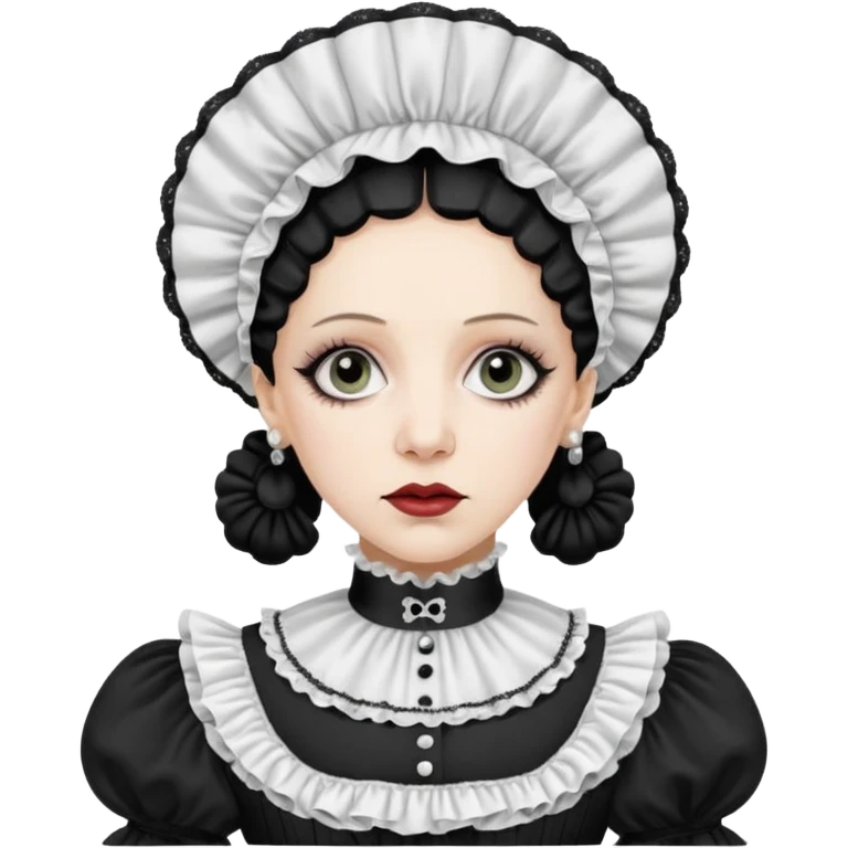 Lene Lovich in white like victorian maid emoji