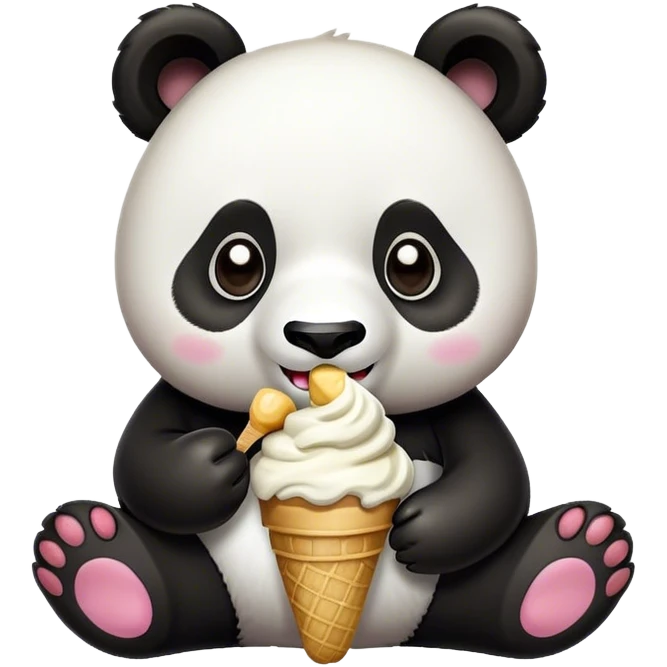 Panda eating ice cream emoji