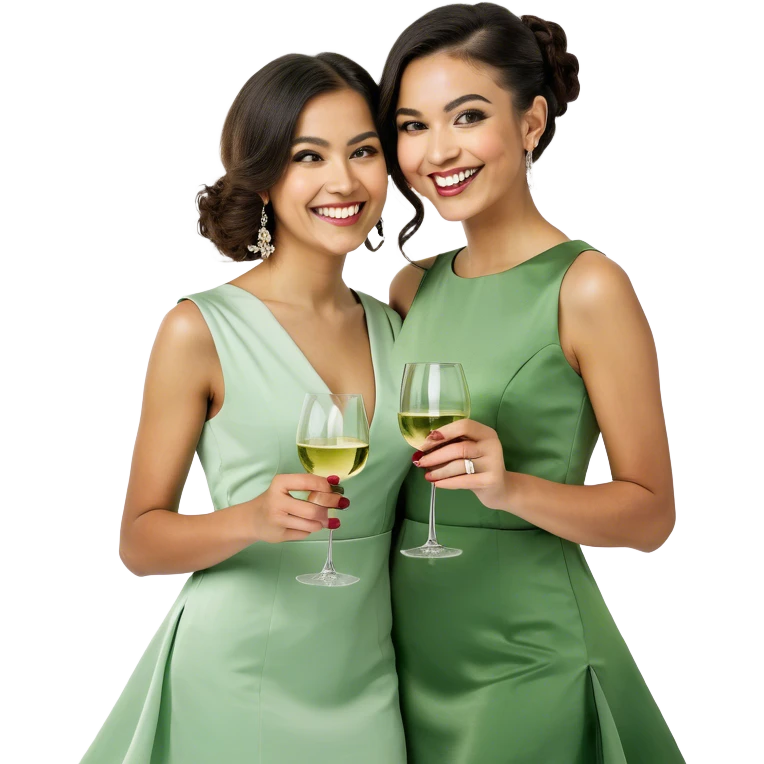 Two girls toasting with wine emoji