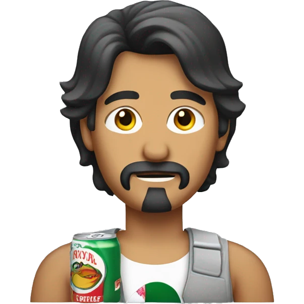 Mexican man with mullet and goatee with a can emoji