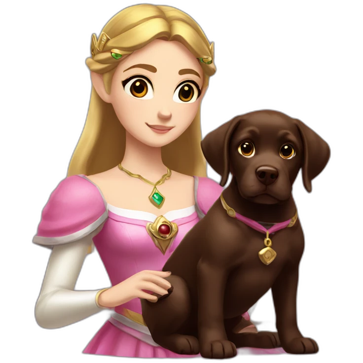 Princess Zelda with chocolate puppie labrador emoji