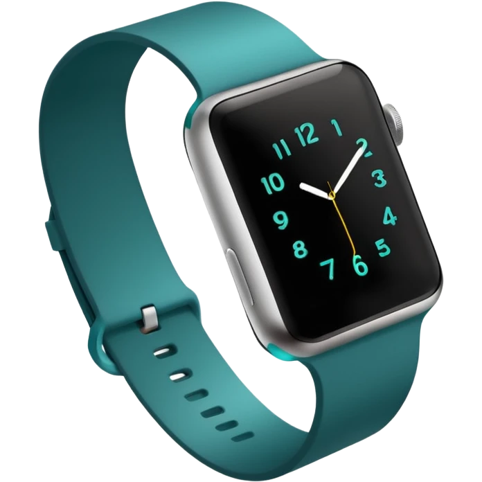 a teal fitbit band and an black apple watch lying flat in the style of an ios emoji  emoji
