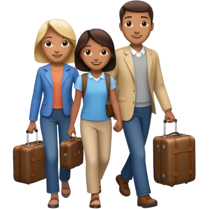 familia con maleta caminando emoji
