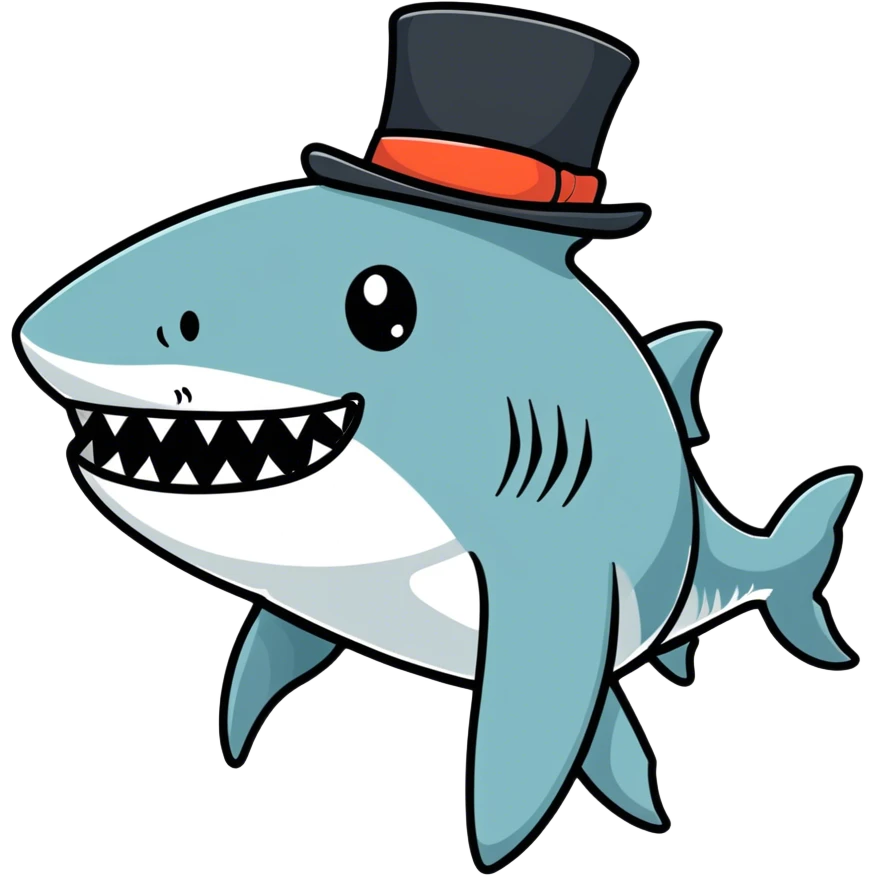 Shark with a top hat emoji