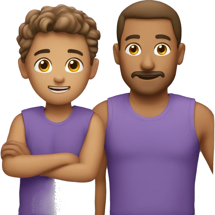 A dad and son, purple shirt emoji