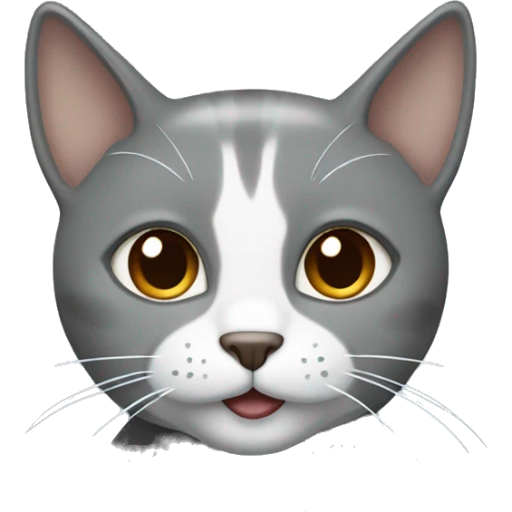Grey cat with white lines with brown eyes smiling emoji