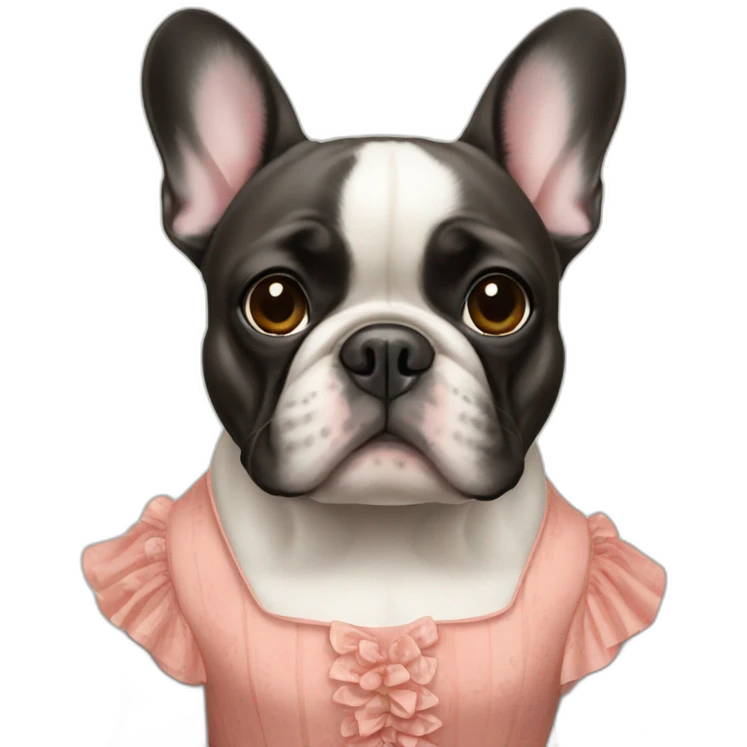 French Bulldog in dress emoji