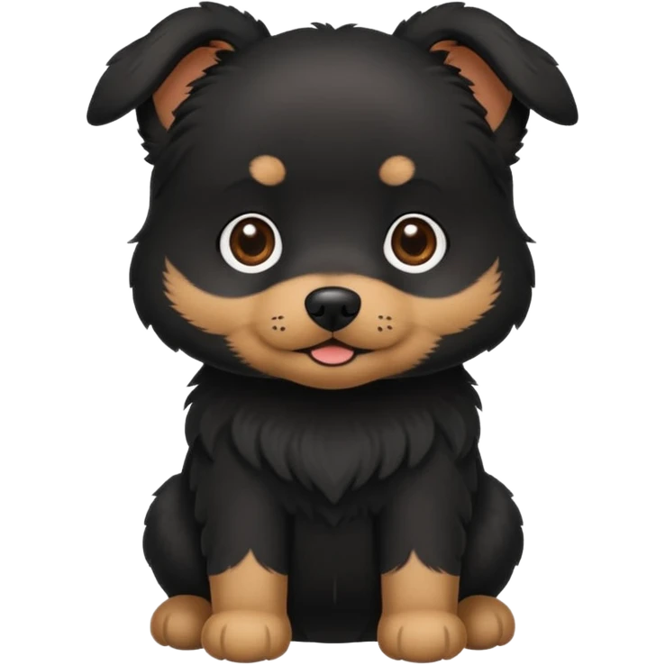 a little cute black dog saying "默默哒" emoji