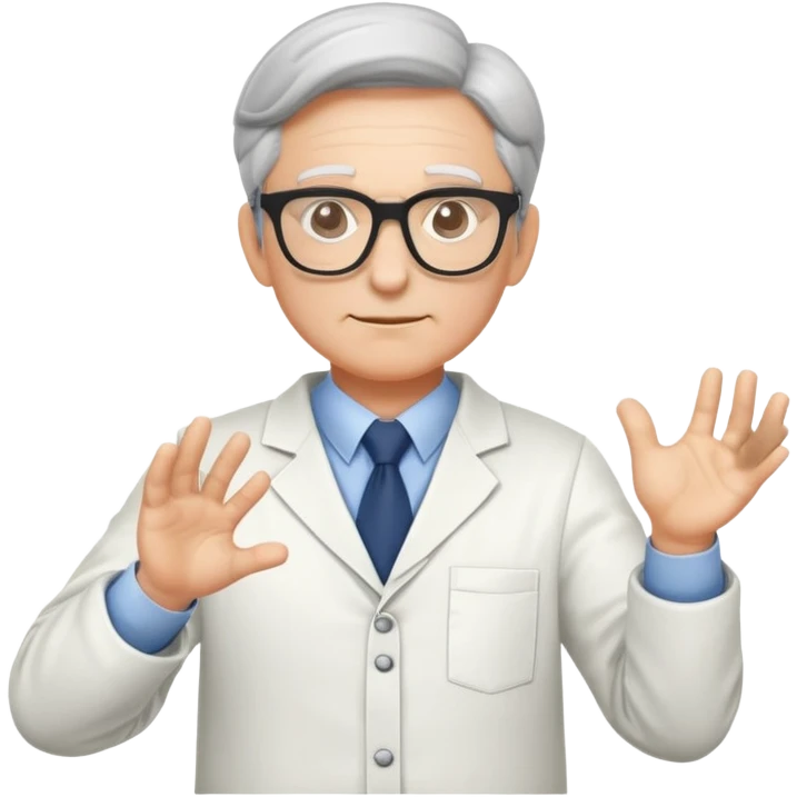 professor with glasses and academic attire with hands positioned as if gripping an invisible rugby ball emoji