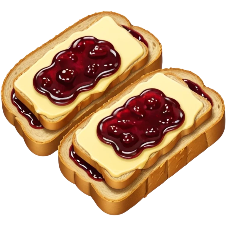 make a 2 slice of bread with butter and jam on top of it with not face emoji