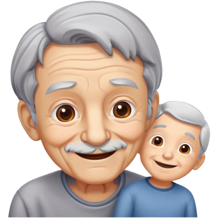 Old man looking at kids emoji