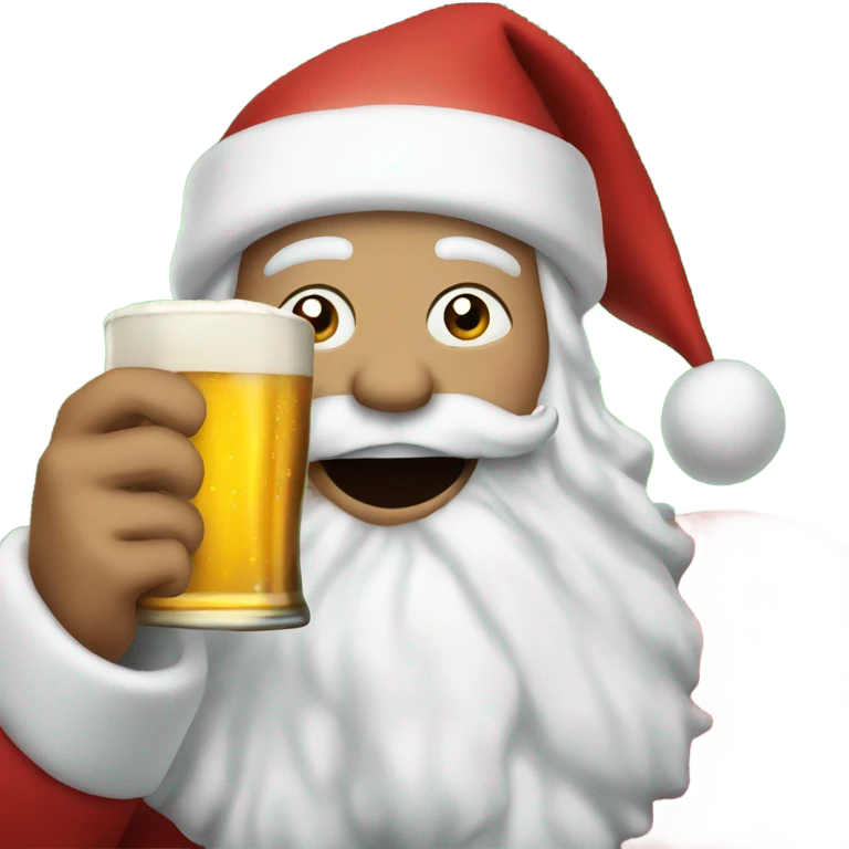 Santa drinking beer emoji