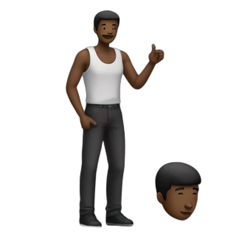 homme noir qui fait le signe de 4 doigt emoji