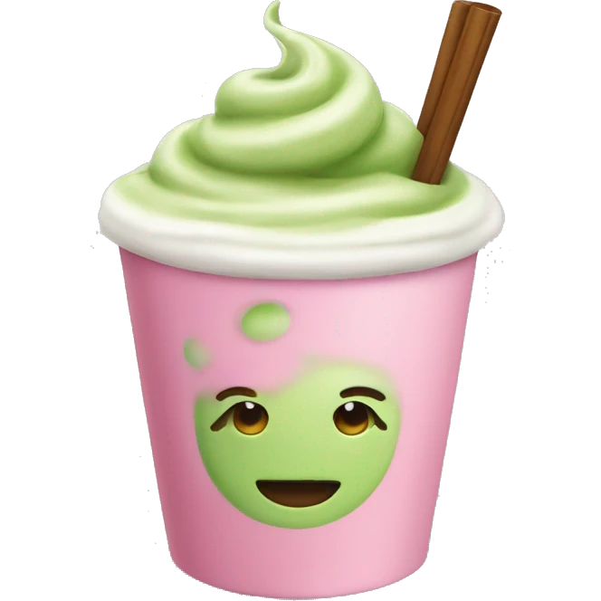 matcha latte in a pink cup  emoji
