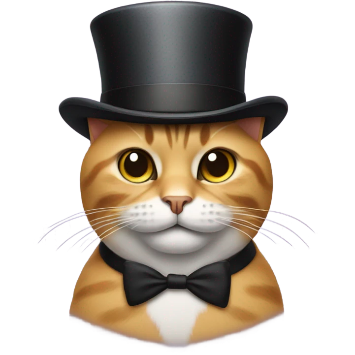 Cat with a mustache with a top hat emoji