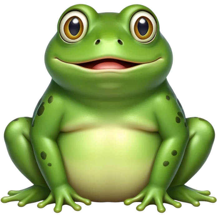 fat green frog with bulging eyes and surprised expression emoji