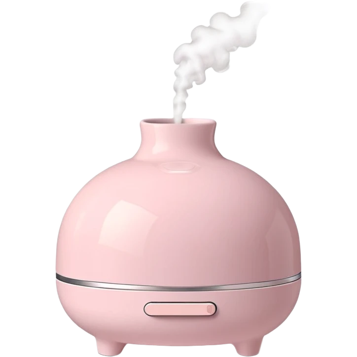 Pastel pink ceramic diffuser with soft steam, minimal style emoji