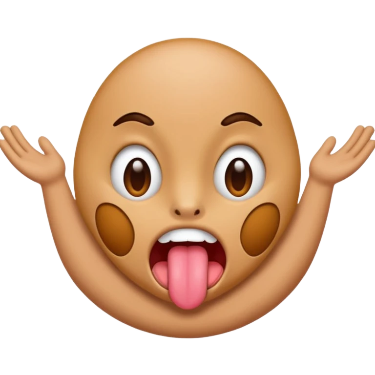 Hand on both sides and tounge out in the middle emoji