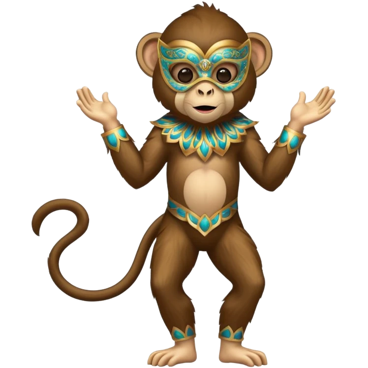 full body of monkey wearing masquerade emoji