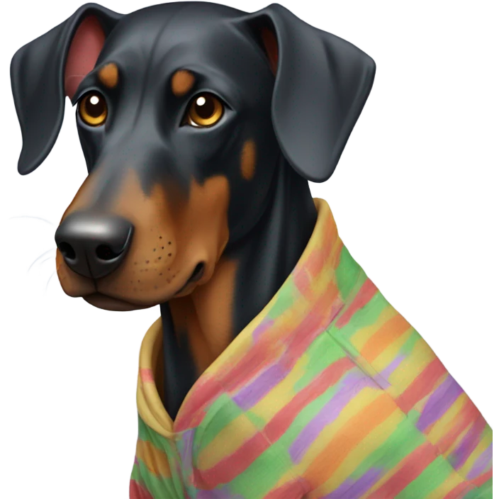 Doberman wearing pajamas emoji