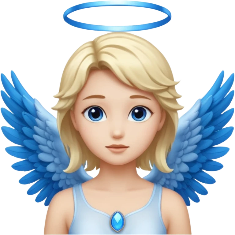 anime style angel with a blue halo and blue wings emoji