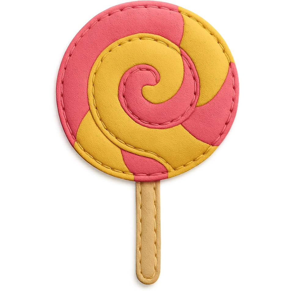 lollipop, felt patch style emoji